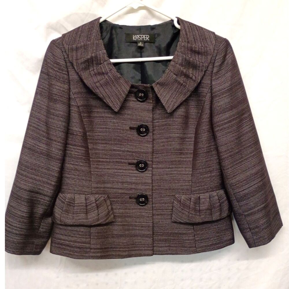 Vintage Kasper Cropped Blazer • 90s Office Siren • Minimalist • Size 8